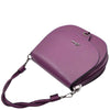 Womens Large Satchel Cross Body Leather Bag Zip Strap ALICIA Purple 5