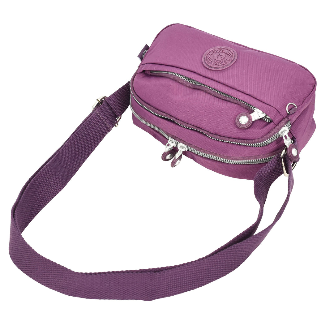 Womens Small Cross Body Bag Travel Organiser Sling Pouch Anya Purple