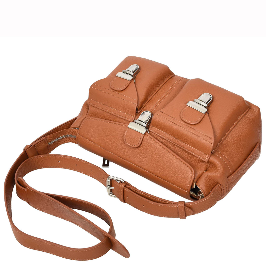 Women's Real Leather Satchel Shoulder Bag Adjustable Strap Renee Tan 5