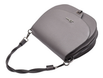 Womens Large Satchel Cross Body Leather Bag Zip Strap ALICIA Grey 5