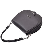 Womens Large Satchel Cross Body Leather Bag Zip Strap ALICIA Black 5