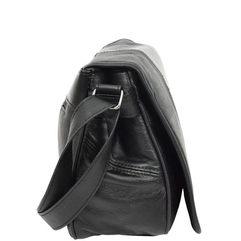 Womens Messenger Cross Body Leather Bag Medium HOL1591 Black 5