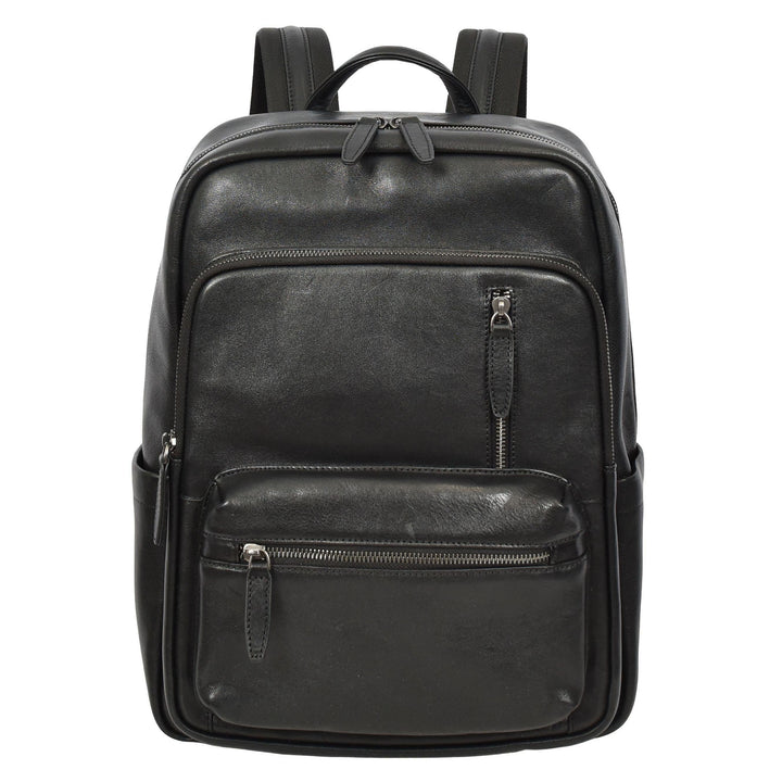 Real Leather Laptop Backpack Daypack Rucksack for Work & Travel Ridge Black