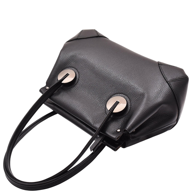 Leather Shoulder bag For Women Zip Medium Tote Handbag Susan Black 5