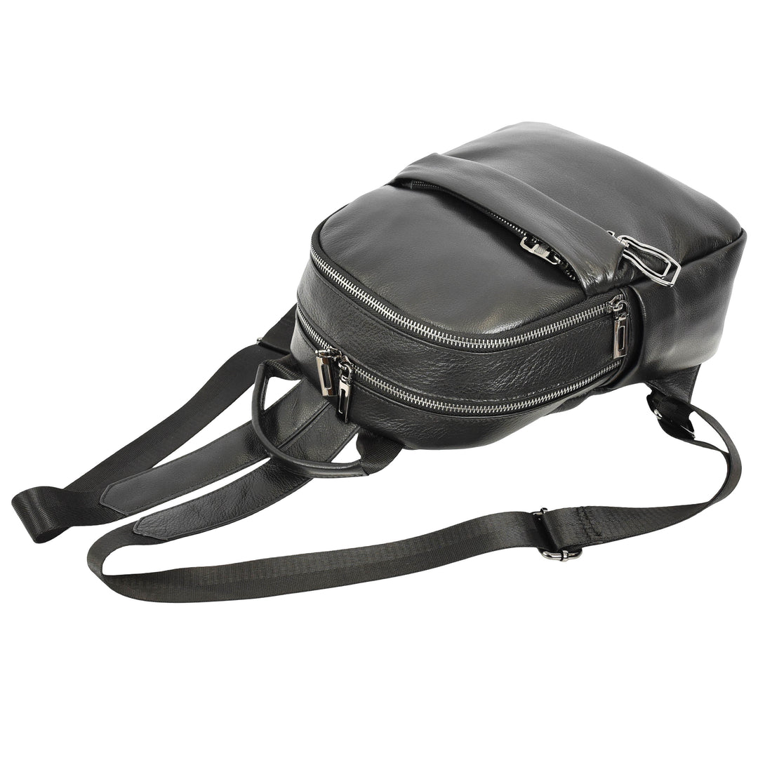 Women’s Organiser Rucksack Soft Leather Backpack Casual Daypack Kaia Black 5