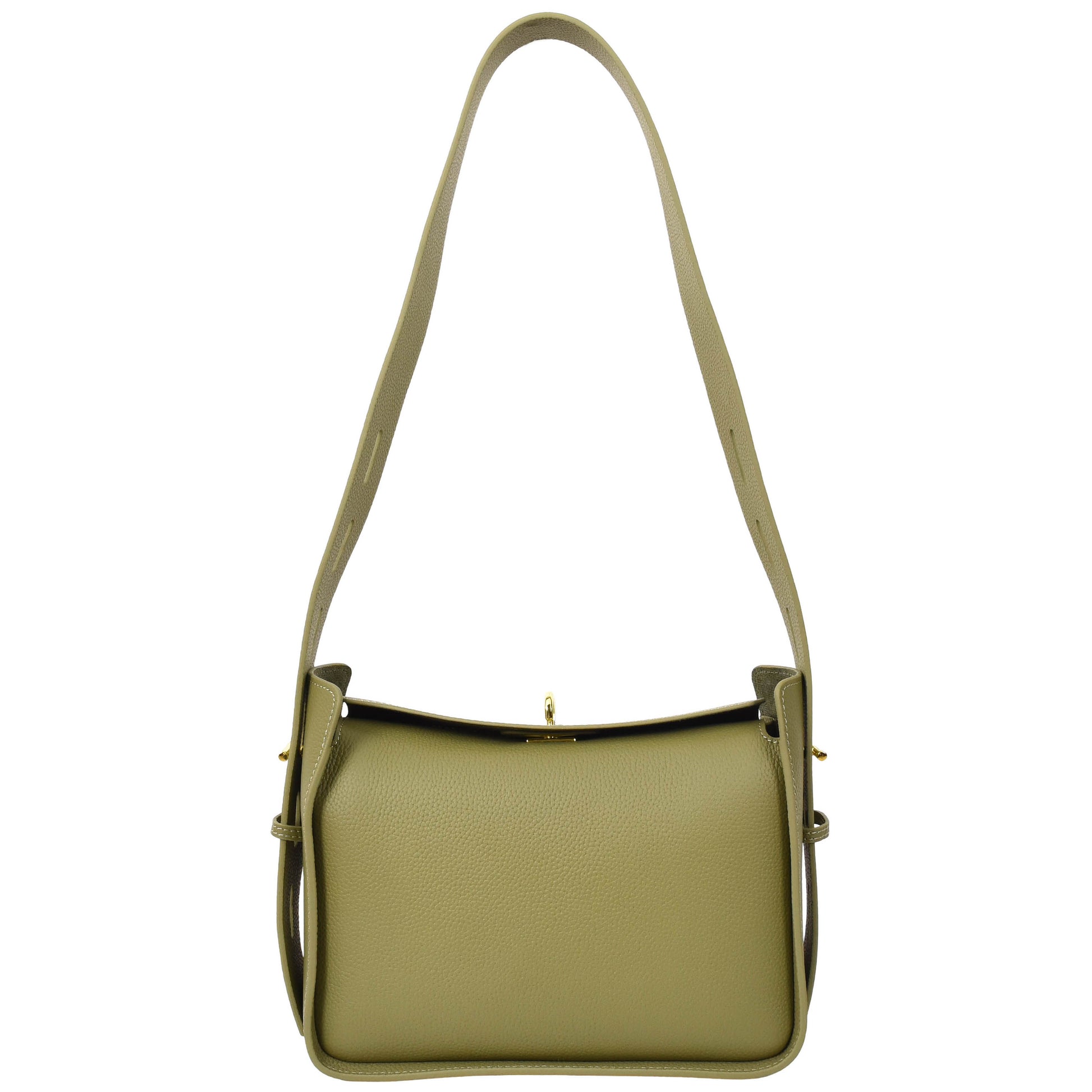 Womens Real Leather Classic Shoulder Bag Penelope Olive 4