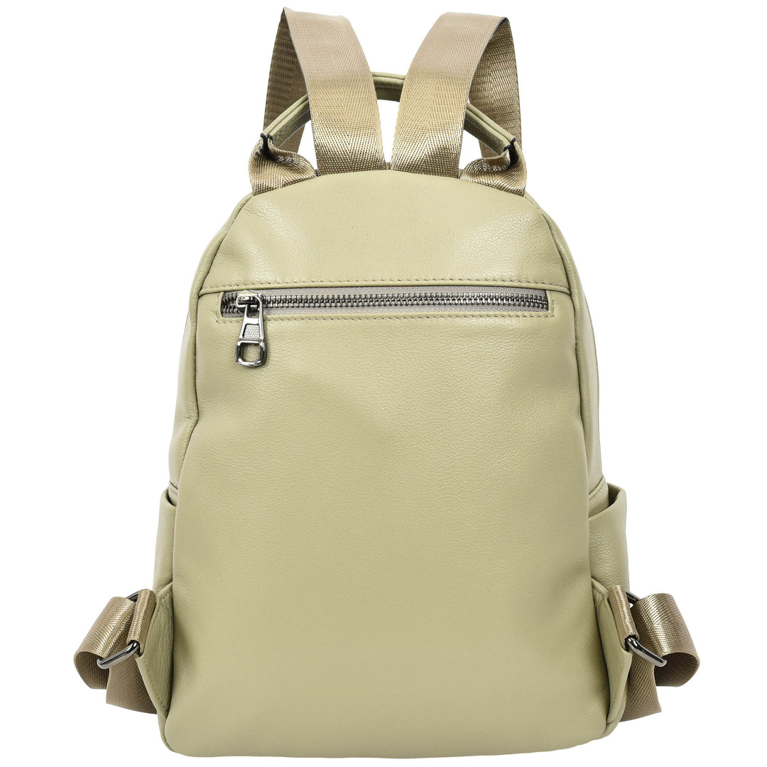 Women’s Organiser Rucksack Soft Leather Backpack Casual Daypack Kaia Mint Green 3