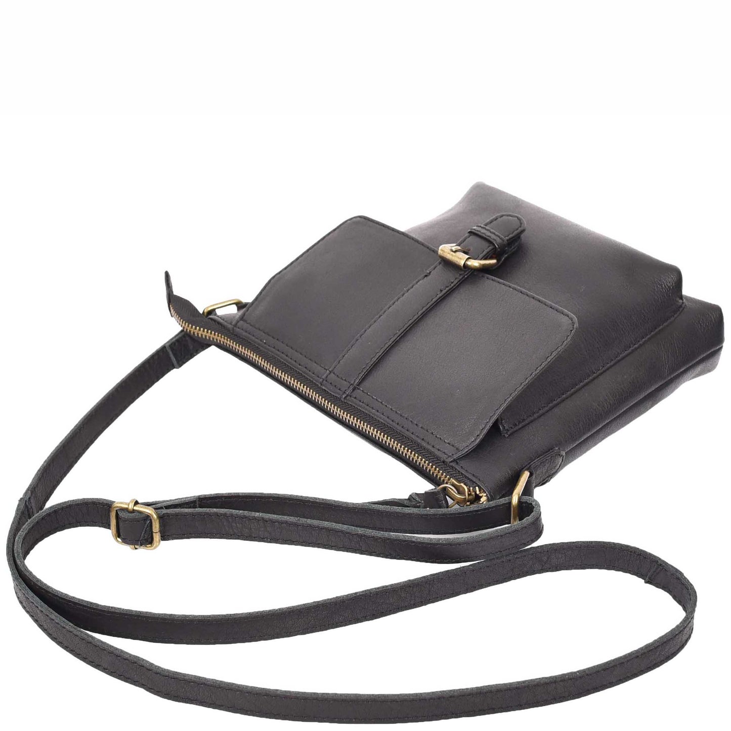 Womens Leather Cross Body Shoulder Bag Corfu Black 5