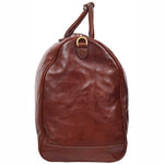 Travel Duffle Bag Genuine Vegetable Leather Large Holdall HOL712 Brown 5