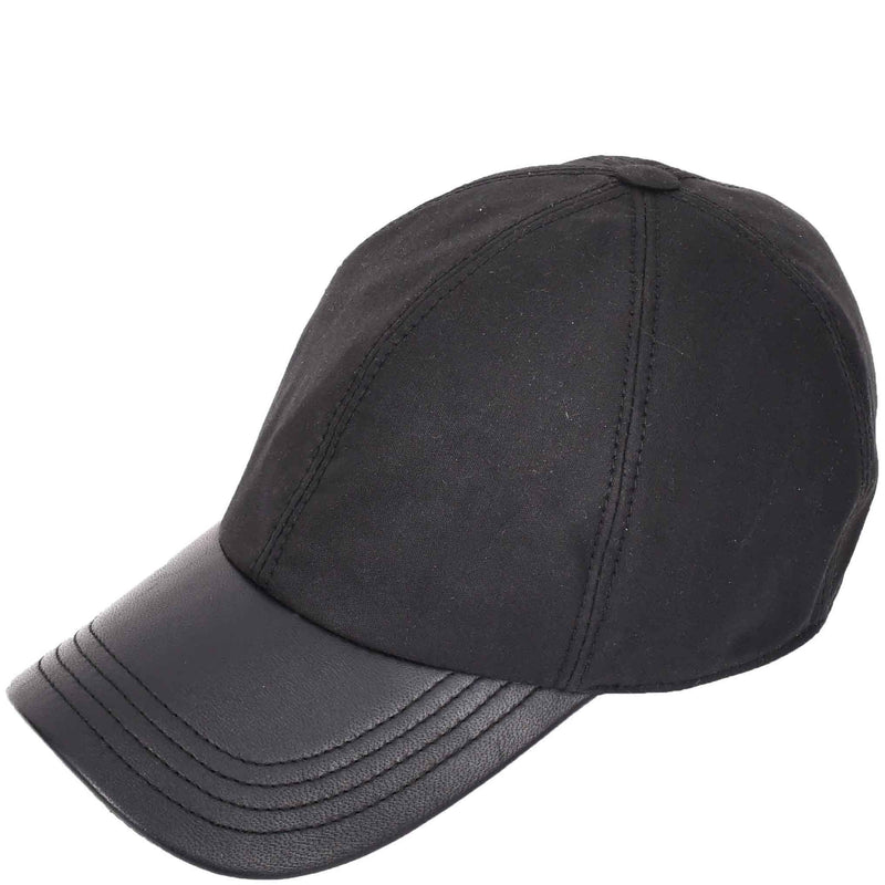Classic Hat Leather Canvas Baseball Cap Black 4