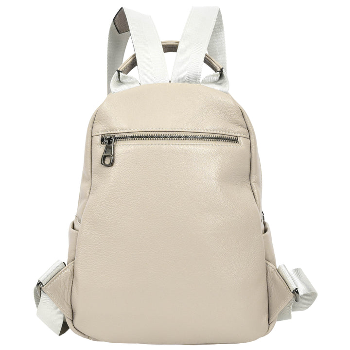 Women’s Organiser Rucksack Soft Leather Backpack Casual Daypack Kaia White 3