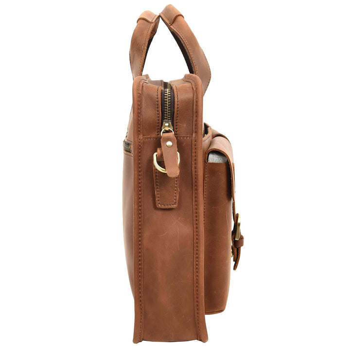 Men's Leather Briefcase Business Work Bag office Messenger Thorne Tan 5