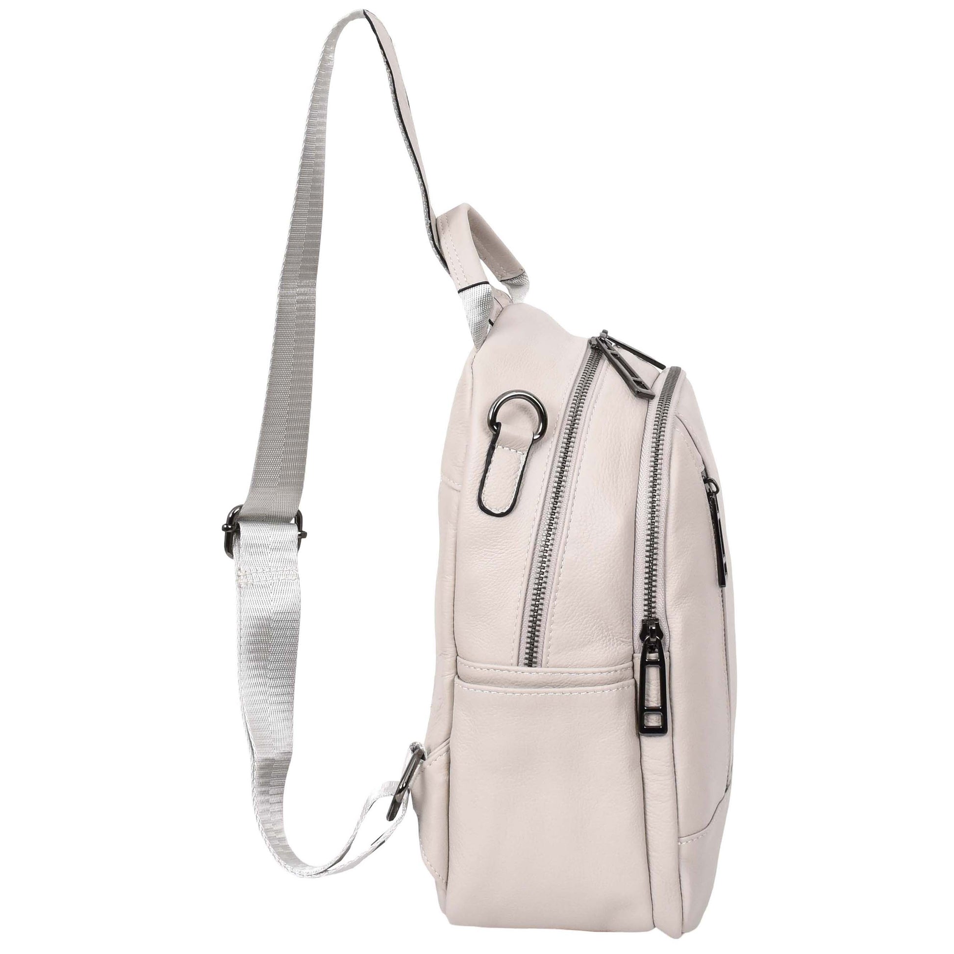 Womens Real Leather Casual Backpack Victoria Off White 4