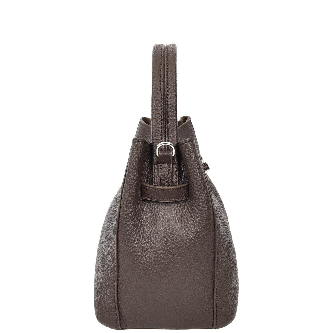 Women’s Small Handbag with Detachable Strap & Removable Zip Pouch Stacey Coffee 4
