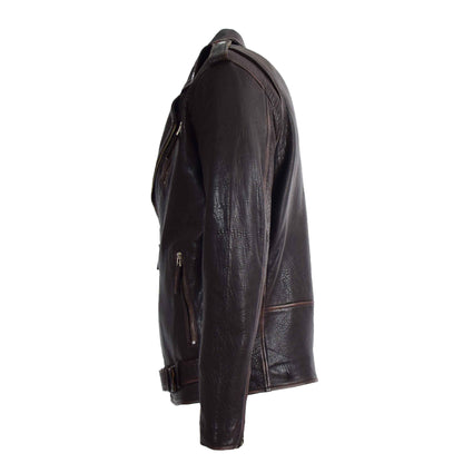 Mens Real New Zealand Leather Biker Style Jacket Zip Brando NELSON 4