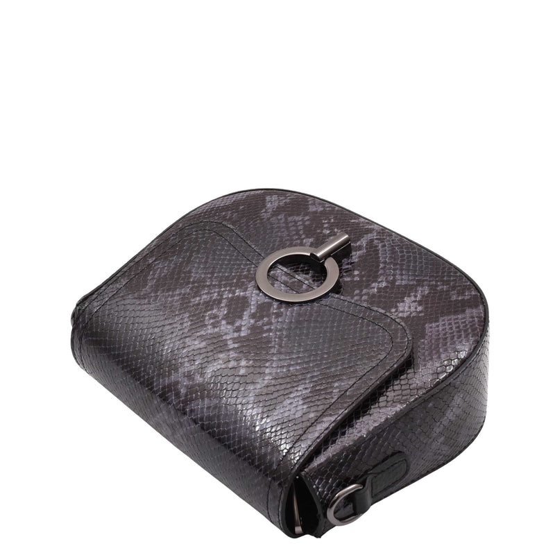 Leather Small Size Cross Body Bag for Women Snake Print Zora Navy 5