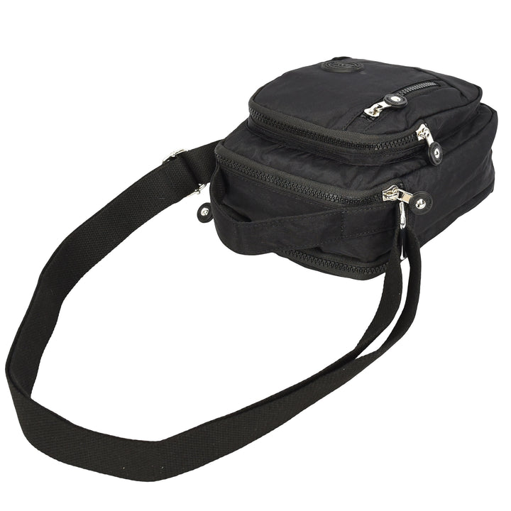 Men's Cross Body Bag Multiple Zip Compartments Lightweight Messenger Bag Shaun Black