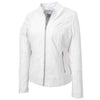 Womens Real Leather Biker Jacket Zip up Casual Connie White 5