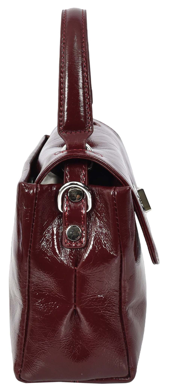 Womens Real Leather Handbag Mini Top-Handle Tote Style Aria Burgundy