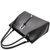 Womens Multi Pockets Grained Leather Shoulder Bag Large Size Grace Black 5