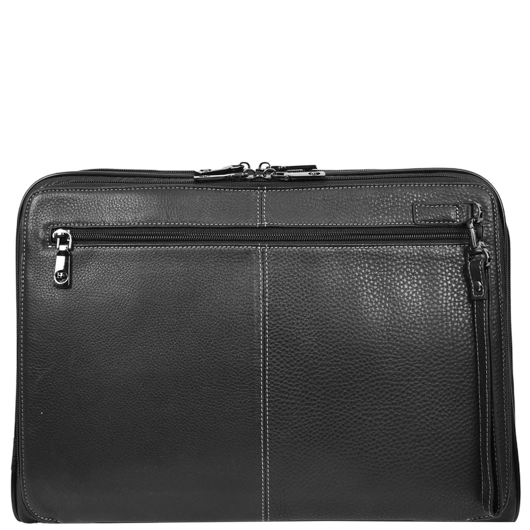 Premium Leather Portfolio Case Business A4 Document Holder Organiser Folio Bag Nador Black-2