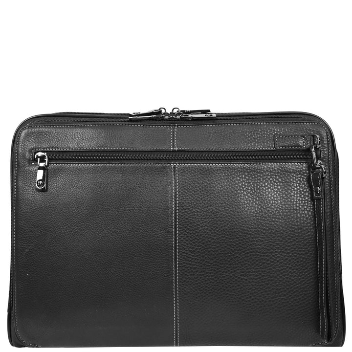 Premium Leather Portfolio Case Business A4 Document Holder Organiser Folio Bag Nador Black-2