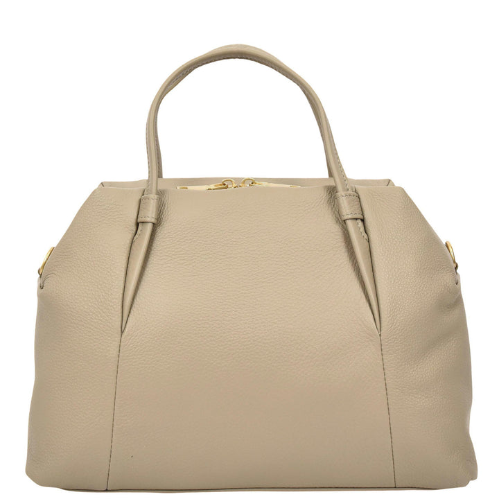 Women's Leather Satchel Handbag Large Tote Katy Grey 4