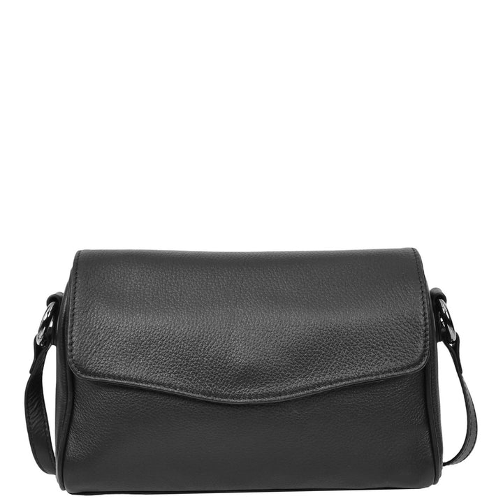 Womens Real Leather Cross Body Bag Small Organiser Classic Style Colette Black-3