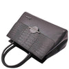 Womens Real Leather Croc Print Handbag Long Strap CAROL Black 5