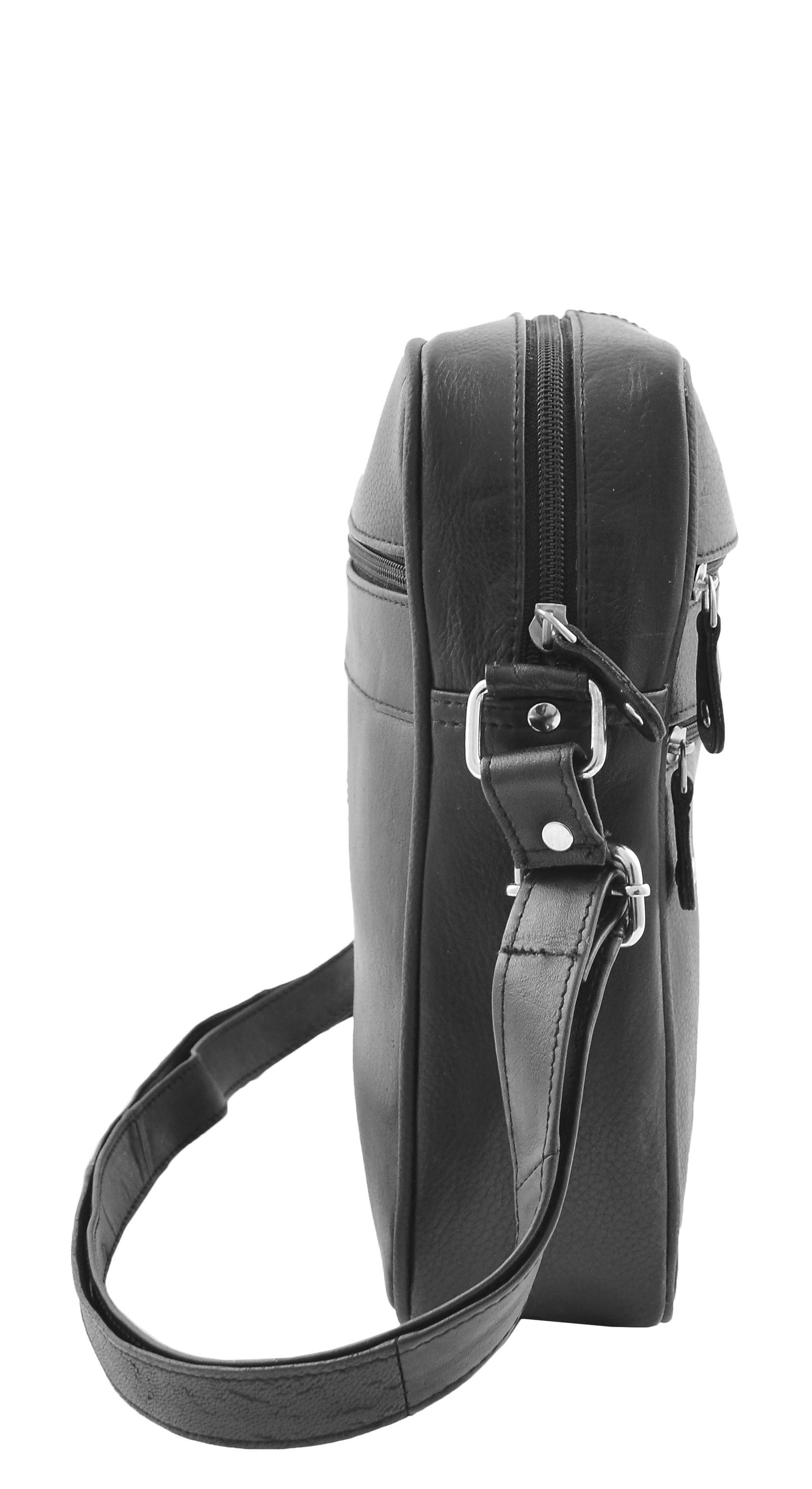 Mens Real Leather Cross Body Pouch Organiser Flight Bag Ashland Black-4