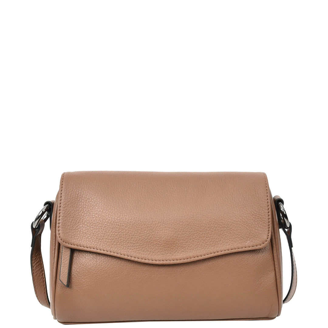 Womens Real Leather Cross Body Bag Small Organiser Classic Style Colette Brown-3