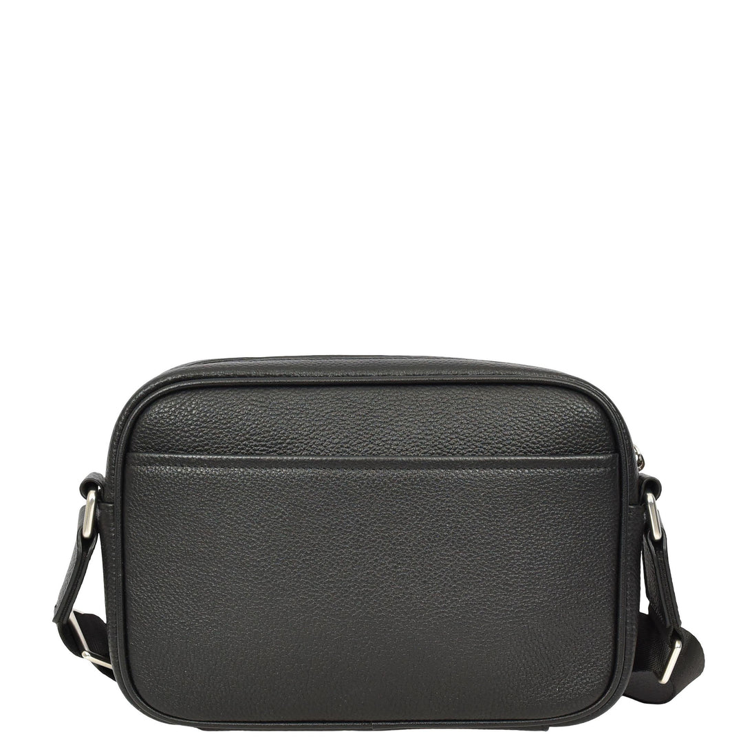 Men's Real Leather Messenger Trendy Shoulder Bag Organiser Zipped Pockets Ace Black