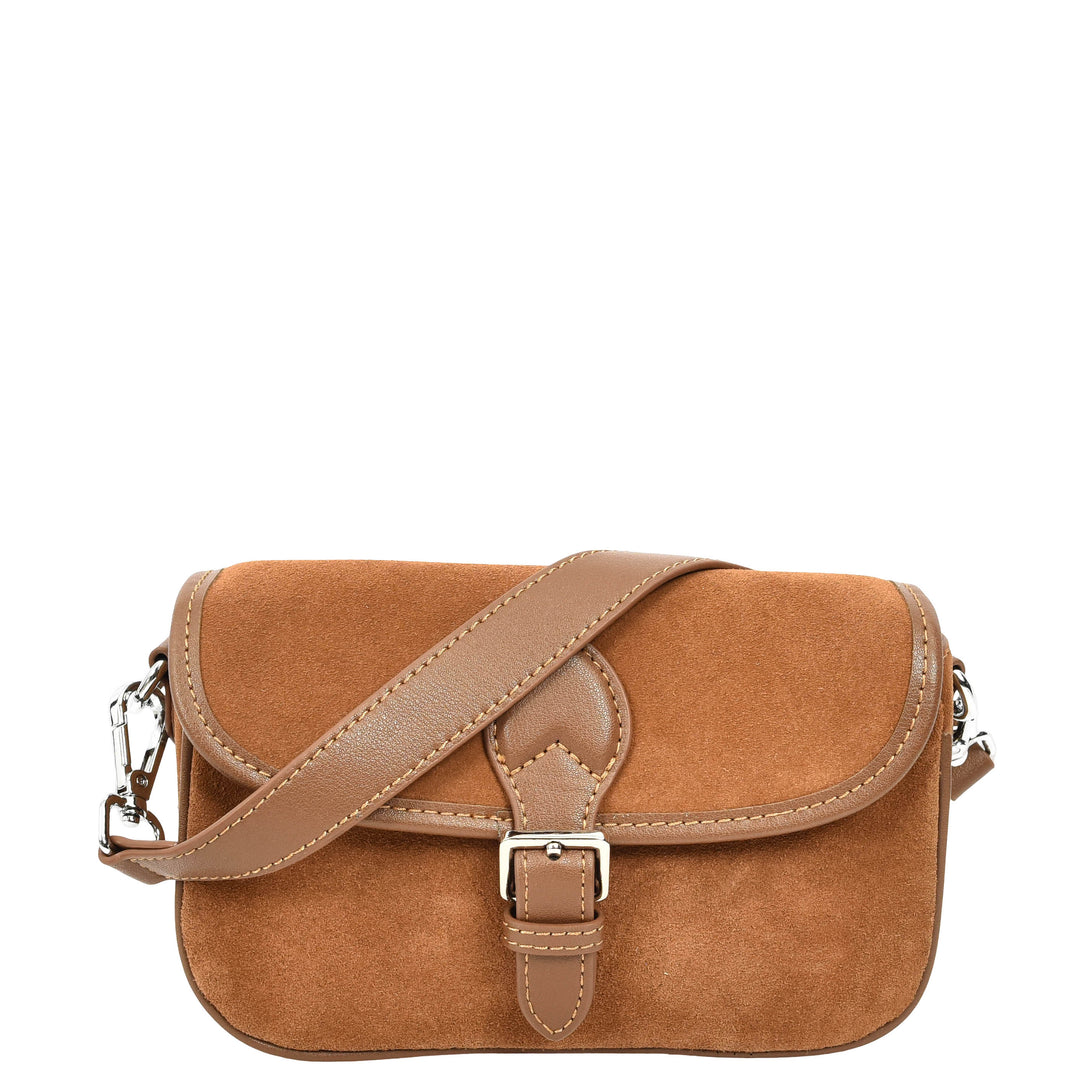 Women’s Real Suede Crossbody Bag Small Handbag Elodie Tan 9