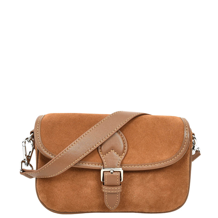 Women’s Real Suede Crossbody Bag Small Handbag Elodie Tan 9