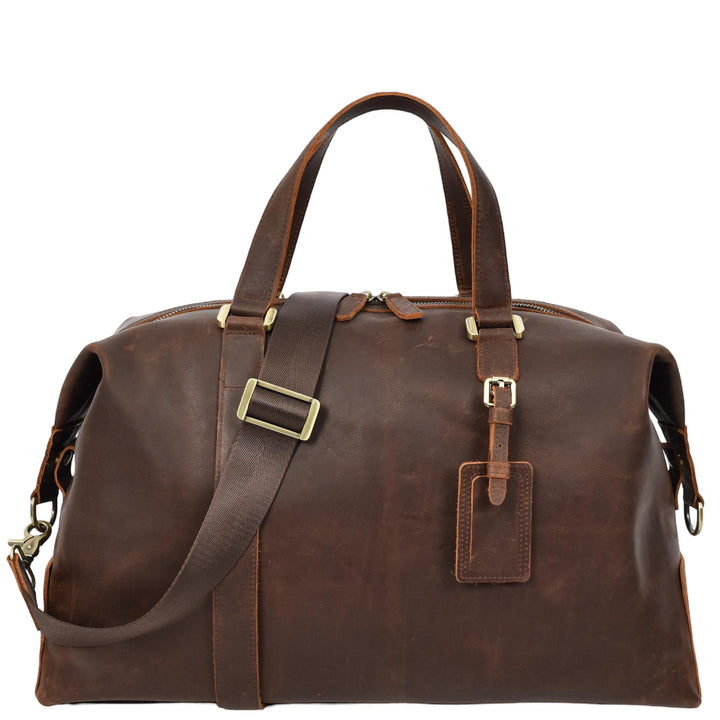 Leather Holdall Weekend Bag Aspen Rust Brown