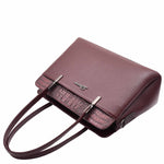 Real Leather Elegant Tote Zip Medium Shoulder Bag EDNA Burgundy 4