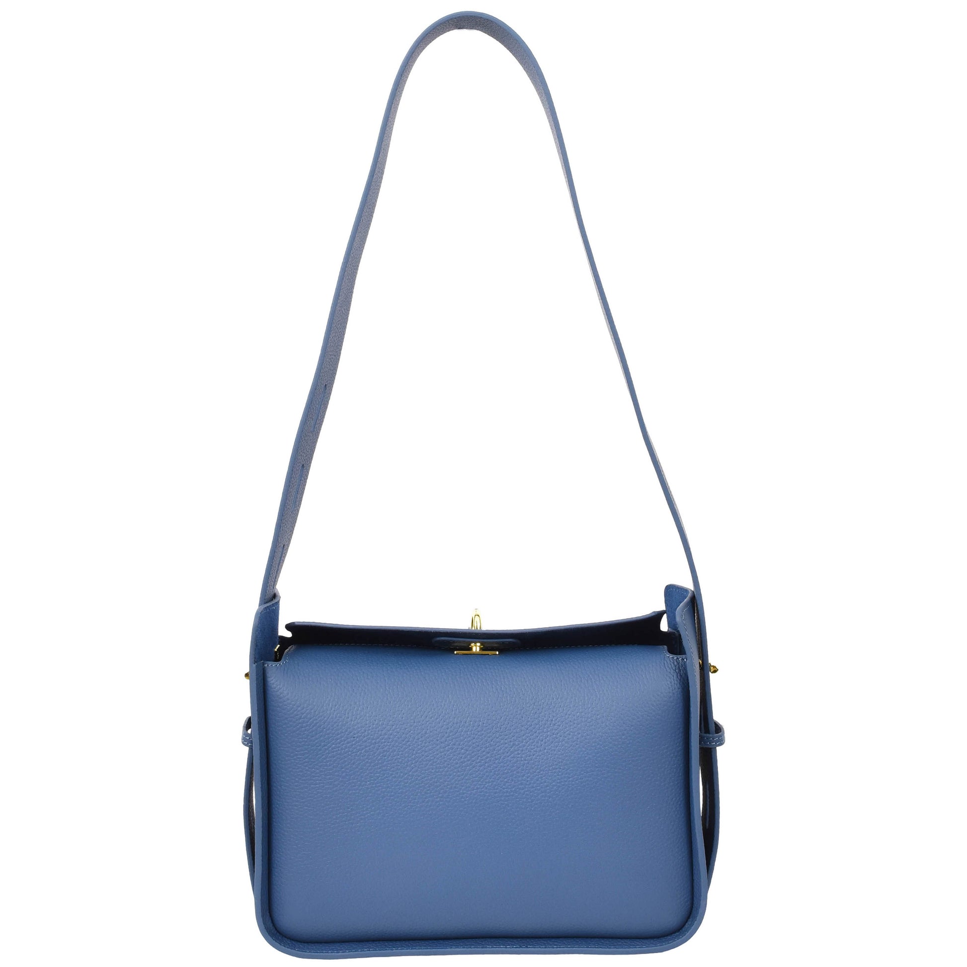 Womens Real Leather Classic Shoulder Bag Penelope Blue 4