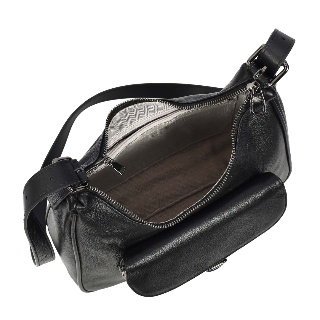 Womens Classic Genuine Leather Shoulder Bag Liora Black 5