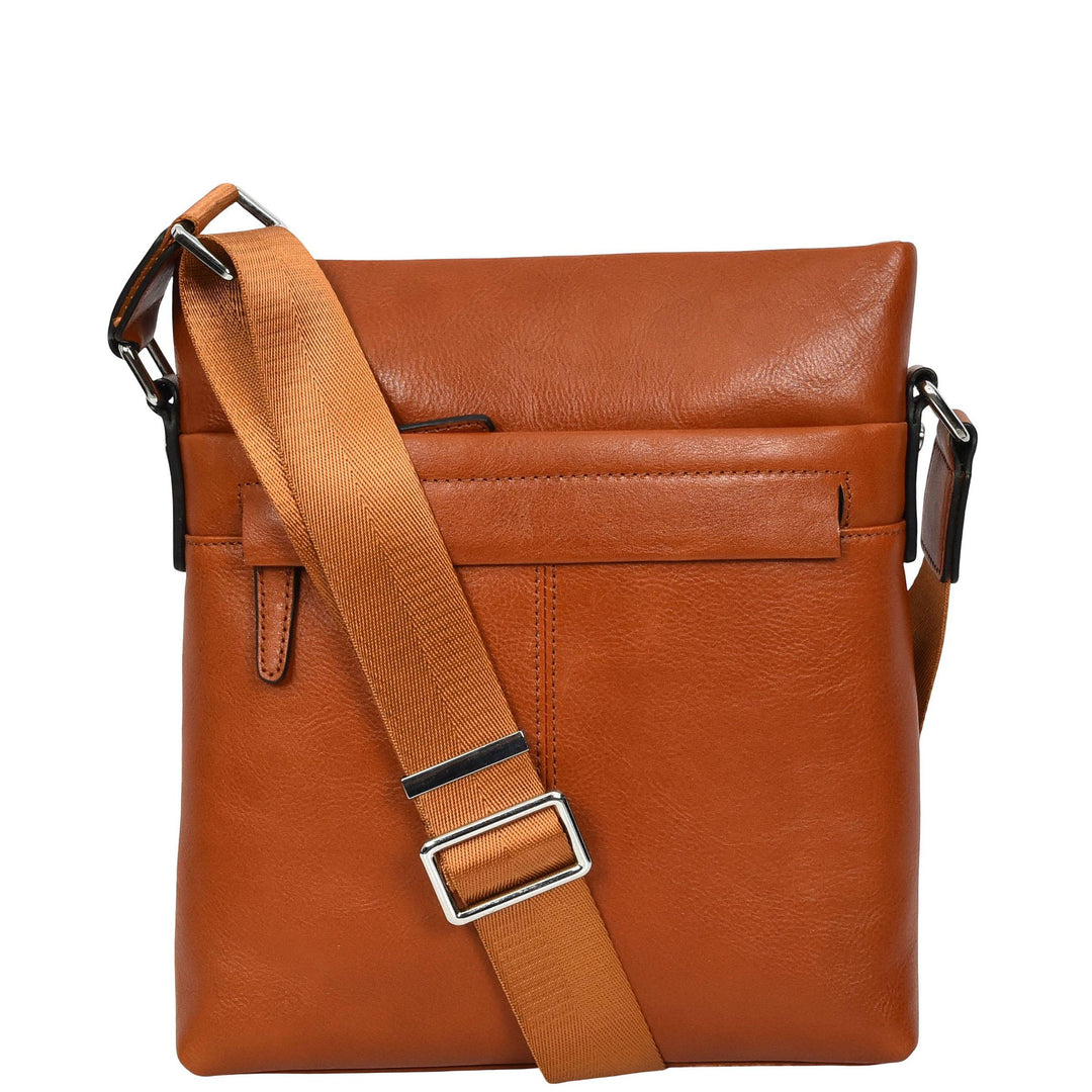 Mens Real Leather Cross body Bag Messenger Shoulder Flight Bag Classic Design Zion Tan