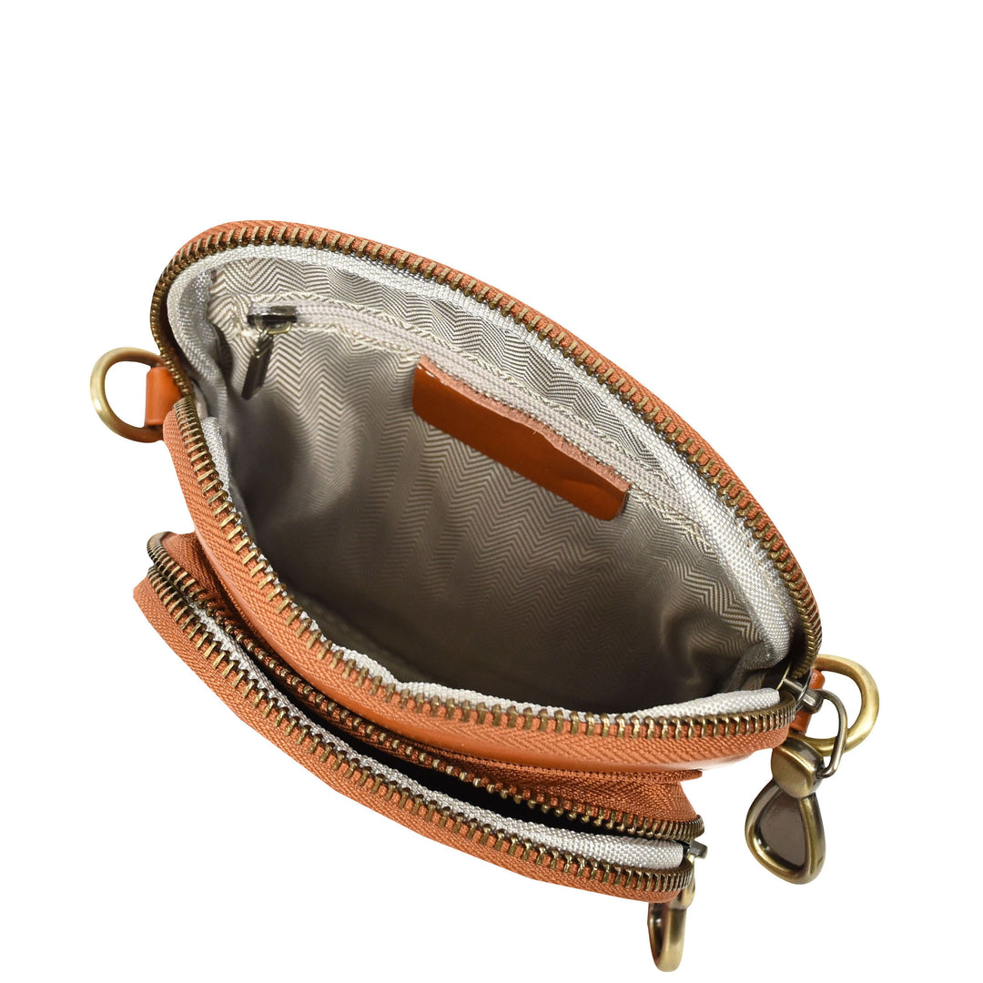 Womens Real Leather Sling Pouch Small Crossbody Bag Isobel Tan