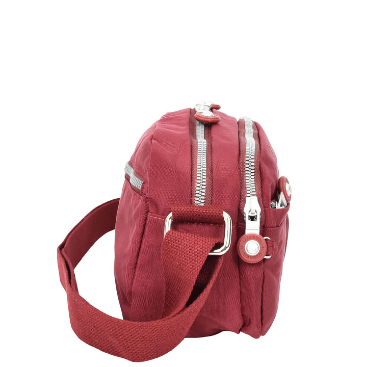 Womens Small Cross Body Bag Travel Organiser Sling Pouch Anya Burgundy