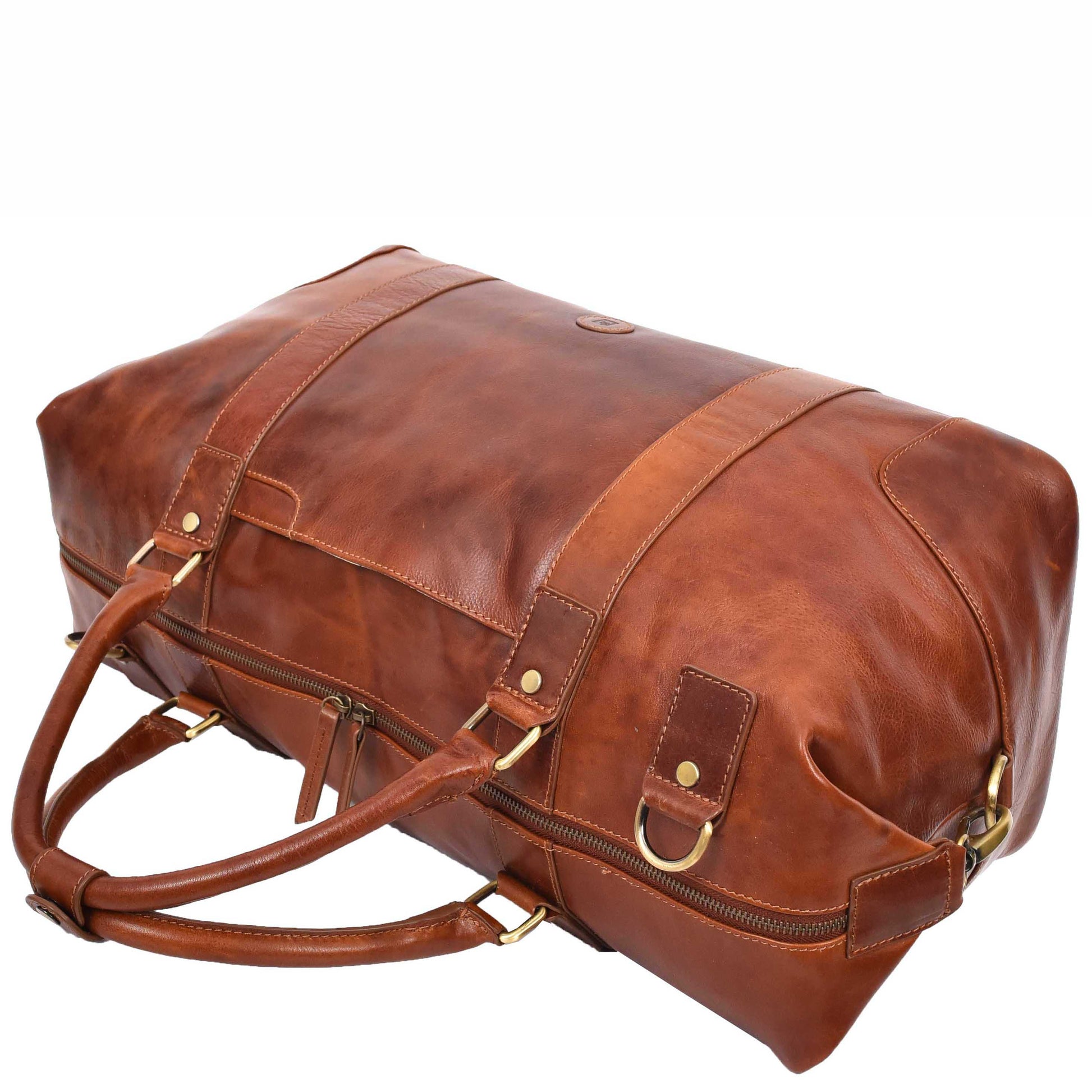 Overnight Weekend Leather Duffle Bag Travel Holdall HOL5002 Cognac 5