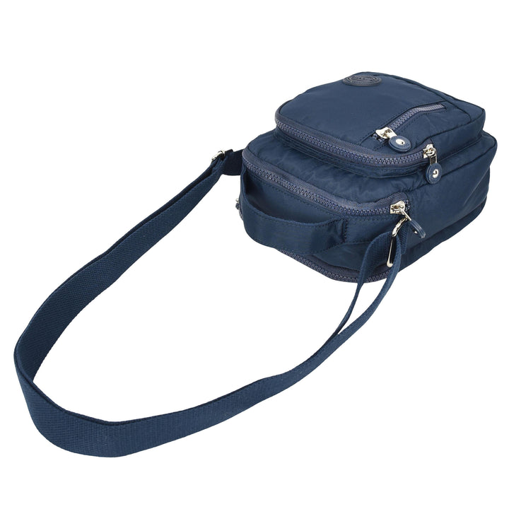 Men's Cross Body Bag Multiple Zip Compartments Lightweight Messenger Bag Shaun Navy