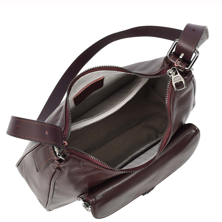 Womens Classic Genuine Leather Shoulder Bag Liora Purple 5