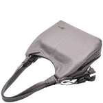 Womens Leather Shoulder Zip Opening Large Hobo Bag Kimberly Grey 5