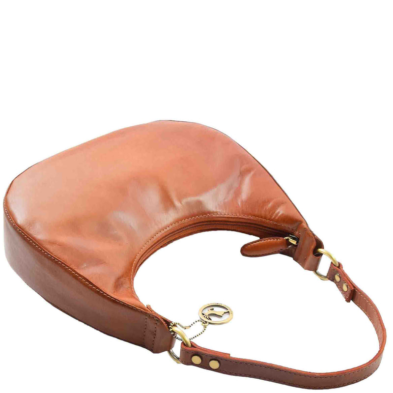 Womens Classic Leather Shoulder Hobo Bag Bruges Cognac 5