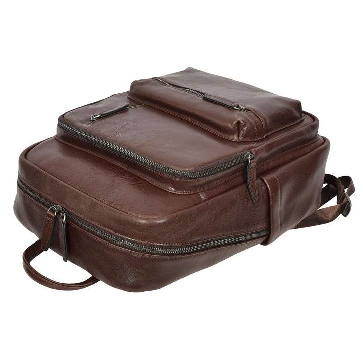 Real Leather Laptop Backpack Daypack Rucksack for Work & Travel Ridge Brown