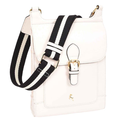 Womens Cross Body Leather Messenger Travel Bag HOL33 White 5