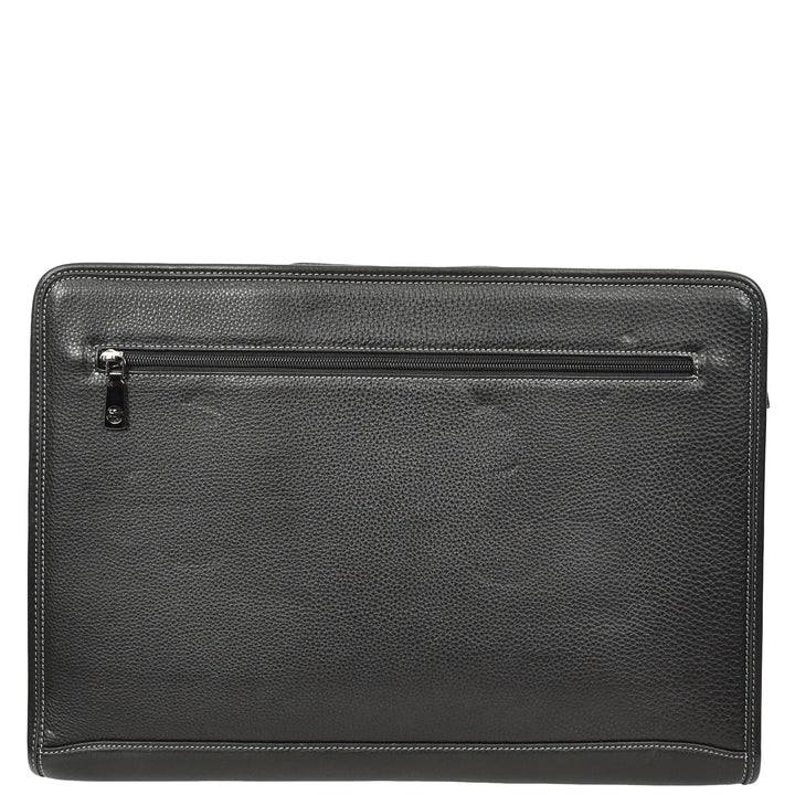 Men’s Leather Business Briefcase Laptop Work Bag with Crossbody Shoulder Strap Raya Black