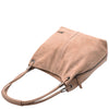 Womens Leather Suede Shoulder Bag Zip Large Taupe Hobo Audrey 5